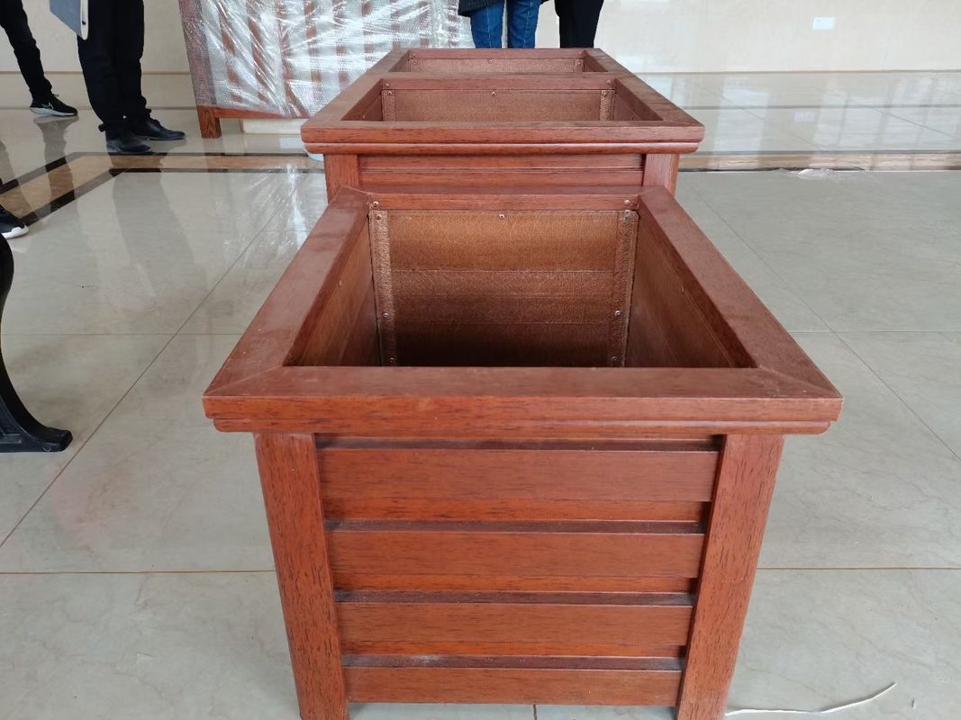 Fiberglass Reinforced Wooden Grain Flower Box For Garden Hotel Or Commecial Square